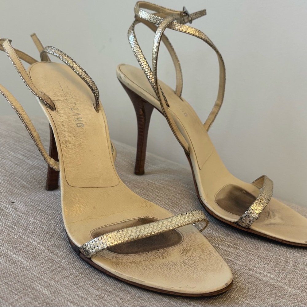 Helmut Lang Vintage Gold Snakeskin Sandals